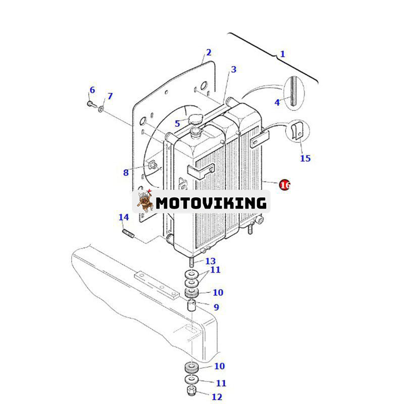 Vattentankkylare 312607149 för Komatsu Loader WB97S-2 WB93R-2 WB97R-2 WB150-2N WB140-2N