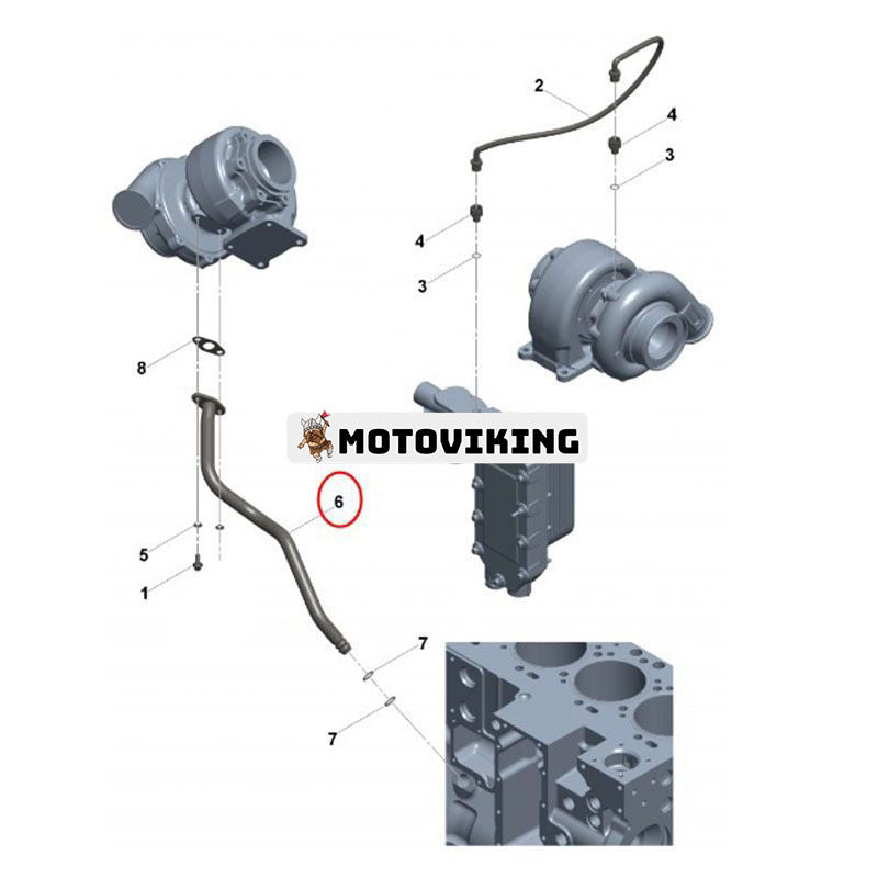 Turbooljerör 3926842 för Cummins Engine 6B5.9 6C8.3 C8.3 B3.3 ISC QSC8.3 QSL9.3