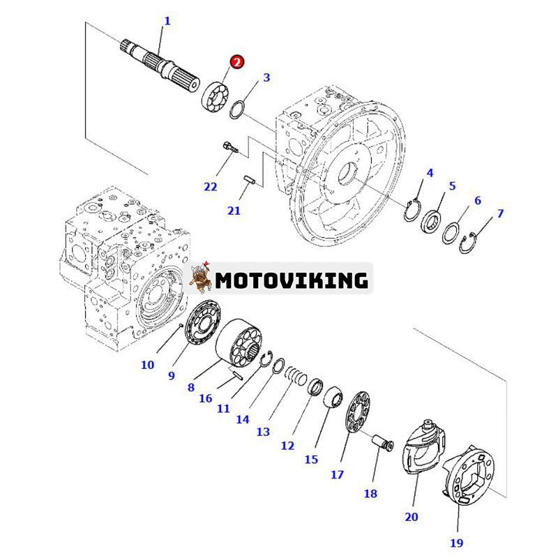 Huvudpumplager 708-2L-42250 för Komatsu PC210-10 PC210-11 PC228US-11 PC230NHD-11 PC240LC-10 PC290LC-10 PC290LC-11