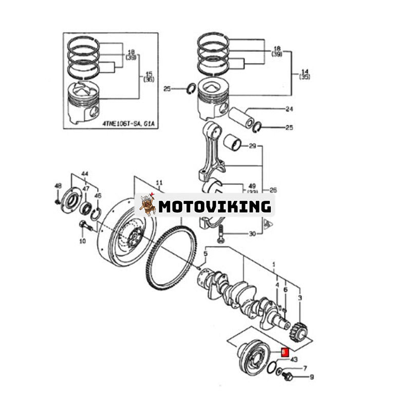 V-remskiva 123900-21660 för Yanmar Engine 4TNE106