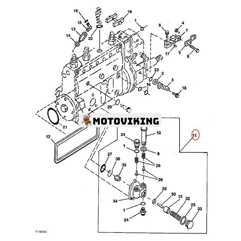 Bränslepump RE500375 för John Deere 4045 6068 Motor 120 160LC 200LC 230LC 270LC 330B 435 2254