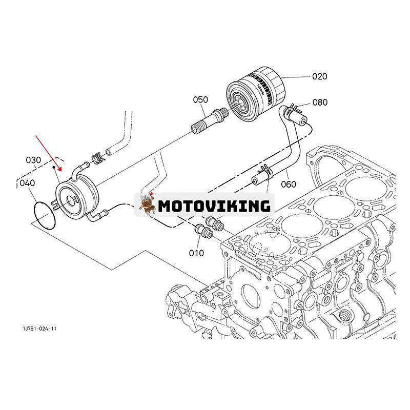 Oljekylare 1G777-37010 för Kubota Engine V3307 Grävmaskin KX080-3S KX080-4 Traktor M5040HD-1 M6040DTC-1 M7040HD-1