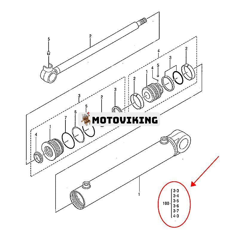 Tätningssats för bomsvängcylinder 0800599 för Hitachi grävmaskin EX17U