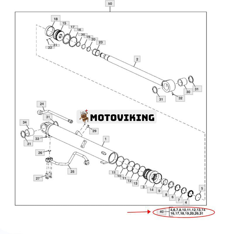 Bomcylindertätningssats FYD00000085 för John Deere 60D 60G Hitachi ZAXIS60USB-5N ZAXIS65USB-5N grävmaskin