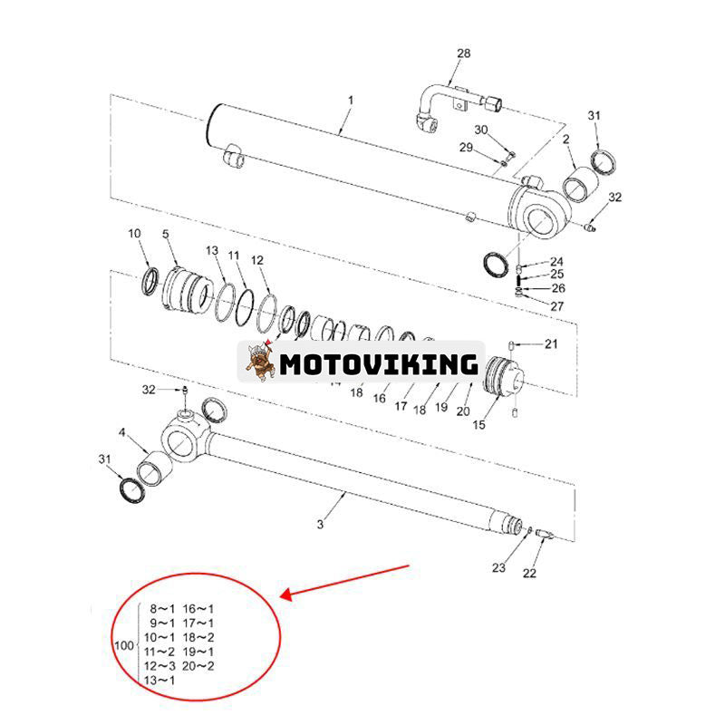 Armcylindertätningssats YD00000072 för Hitachi grävmaskin ZX50U-5A ZX50U-5N