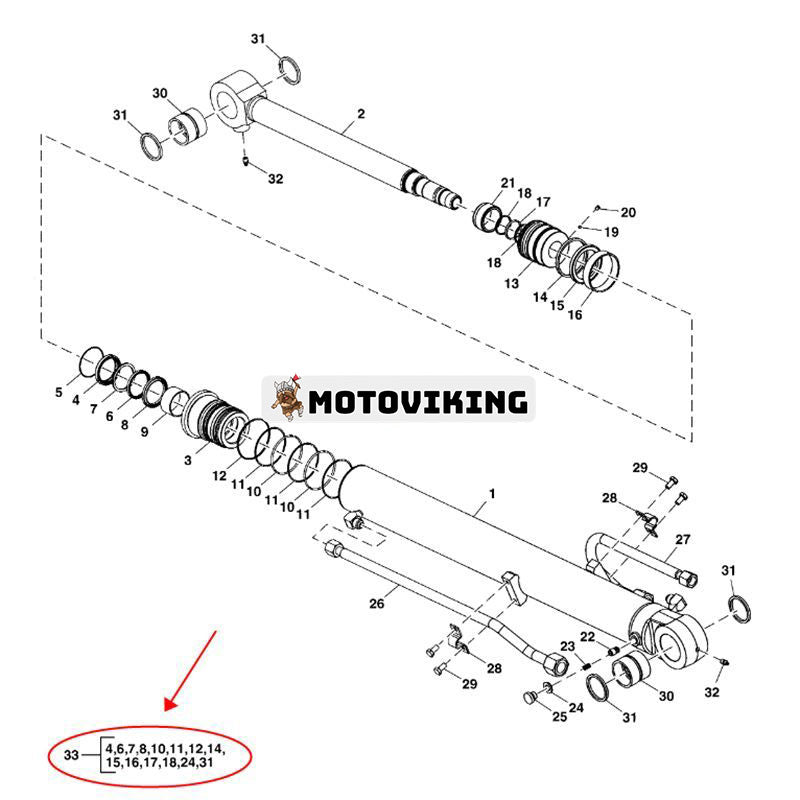 Armcylindertätningssats FYD00000086 för John Deere 60D 60G Hitachi ZAXIS60USB-5N ZAXIS65USB-5N grävmaskin