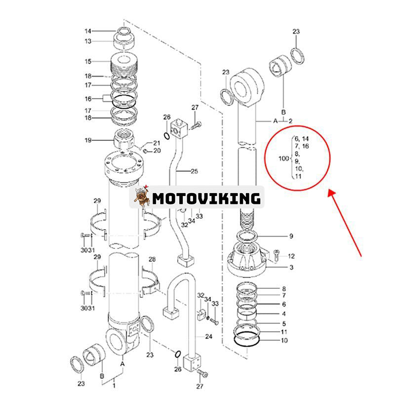 Armcylindertätningssats 4653041 för Hitachi Grävmaskin ZAXIS450LC-3 ZAXIS350F John Deere 450DLC 650DLC Grävmaskin Logger 3554 3754D 3756G