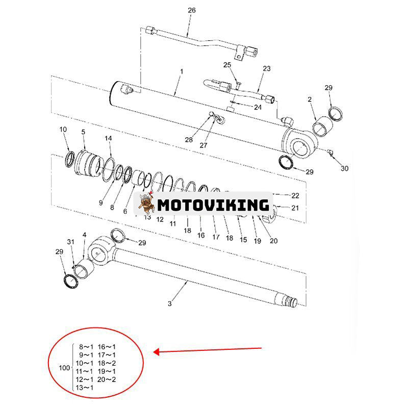 Skopcylindertätningssats YD00000073 för Hitachi grävmaskin ZX50U-5A ZX50U-5N