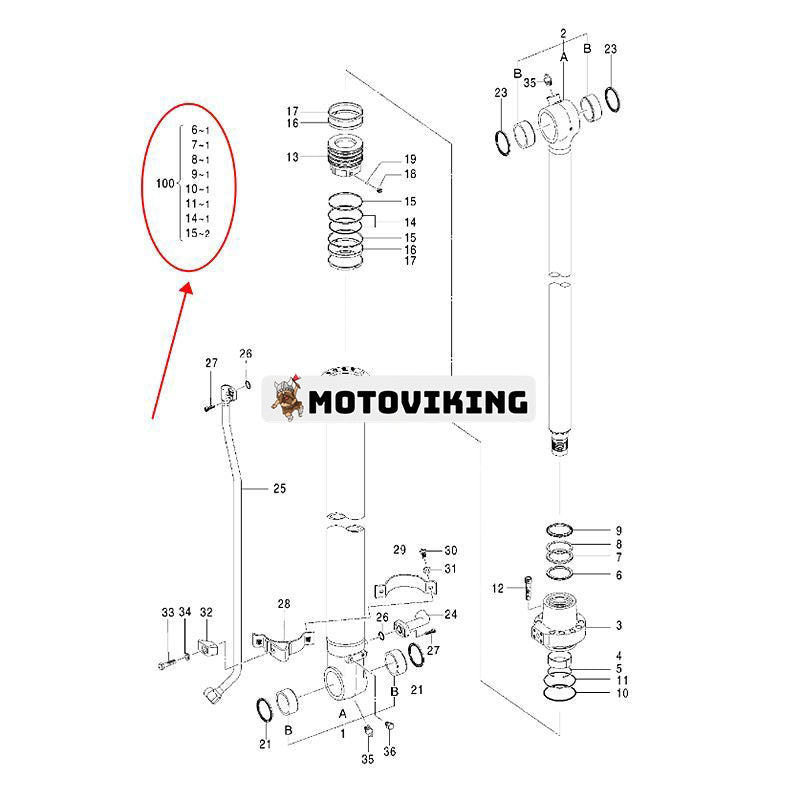 Skopcylindertätningssats YA00011420 för Hitachi grävmaskin ZX120 ZX140W-3 ZX140W-3-AMS ZX145W-3 ZX145W-3-AMS ZX200-3 ZX240-3