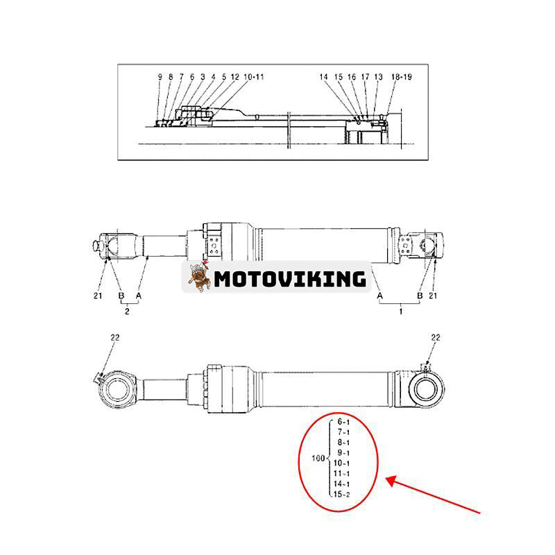 Skopcylindertätningssats 4663496 för Hitachi grävmaskin FV30 ZX120-3 ZX130-3 ZX135US-3 ZX240-3 ZX250H-3 ZX250K-3 ZX330-3 ZX350H-3 ZX350K-3