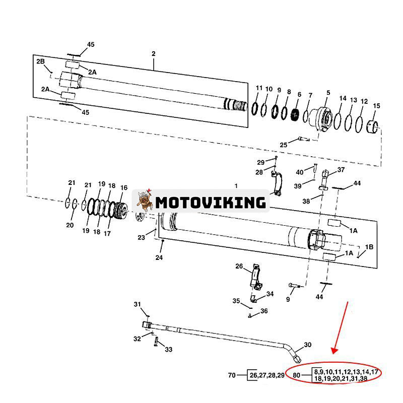 Skopcylindertätningssats FYA00008843 för Hitachi ZX350LC-6N ZX360H-5G ZX330-5G ZX350-5G ZAXIS380LC-6N John Deere 350GLC grävmaskin