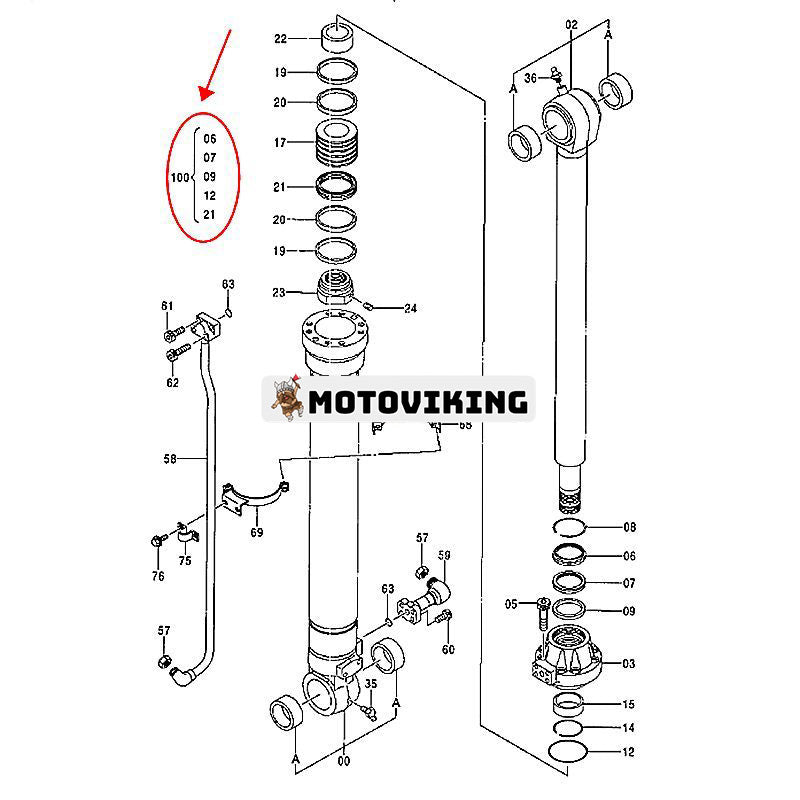 Skopcylindertätningssats 9175564 9154896 9144512 för Hitachi EX300-5 EX350K-5 ZX330 ZX350H EX350K-5 John Deere 992D 992DLC grävmaskin