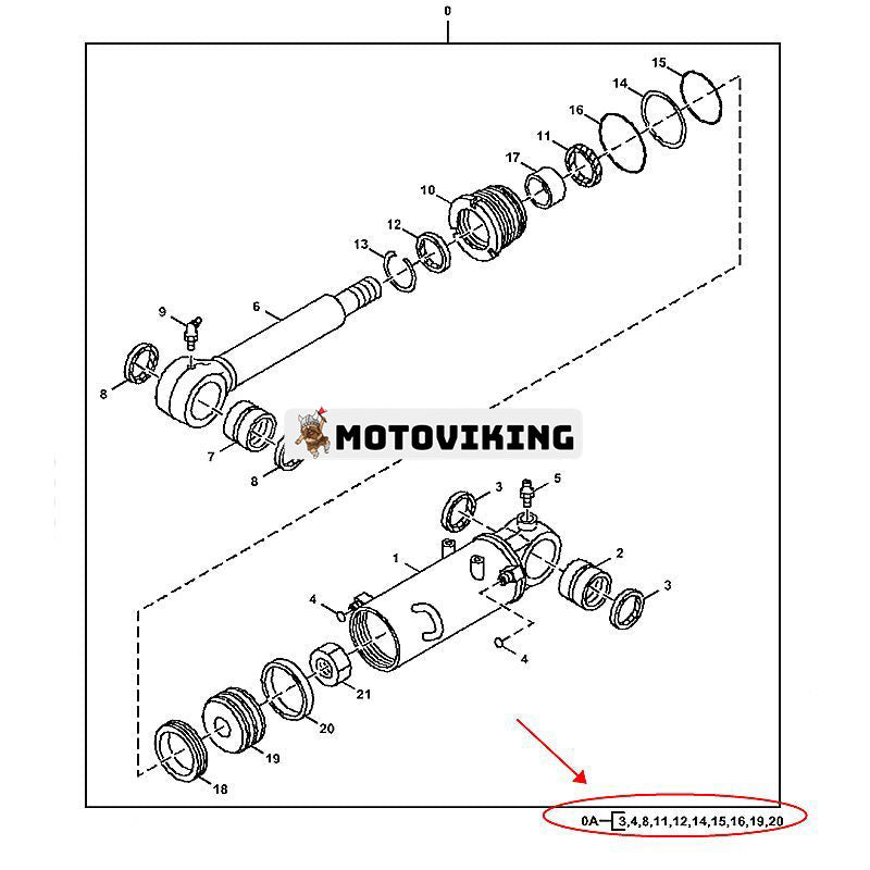 Bladcylindertätningssats 4622066 för Hitachi ZX35B ZX35U ZX38U-3 ZAXIS35U John Deere 35D 35G 35P PC4 YD00000492 Grävmaskin