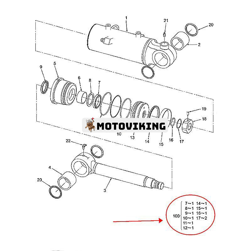 Bladcylindertätningssats YD00000075 för Hitachi grävmaskin ZX50U-5N ZX50UNA-3