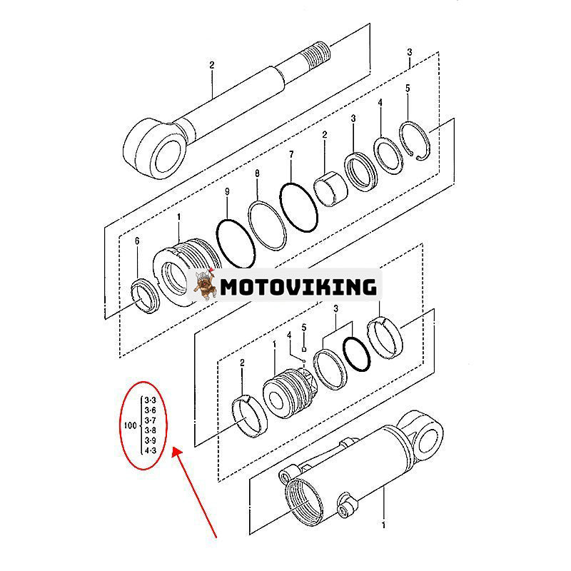 Bladcylindertätningssats 0800499 för Hitachi grävmaskin EX17U