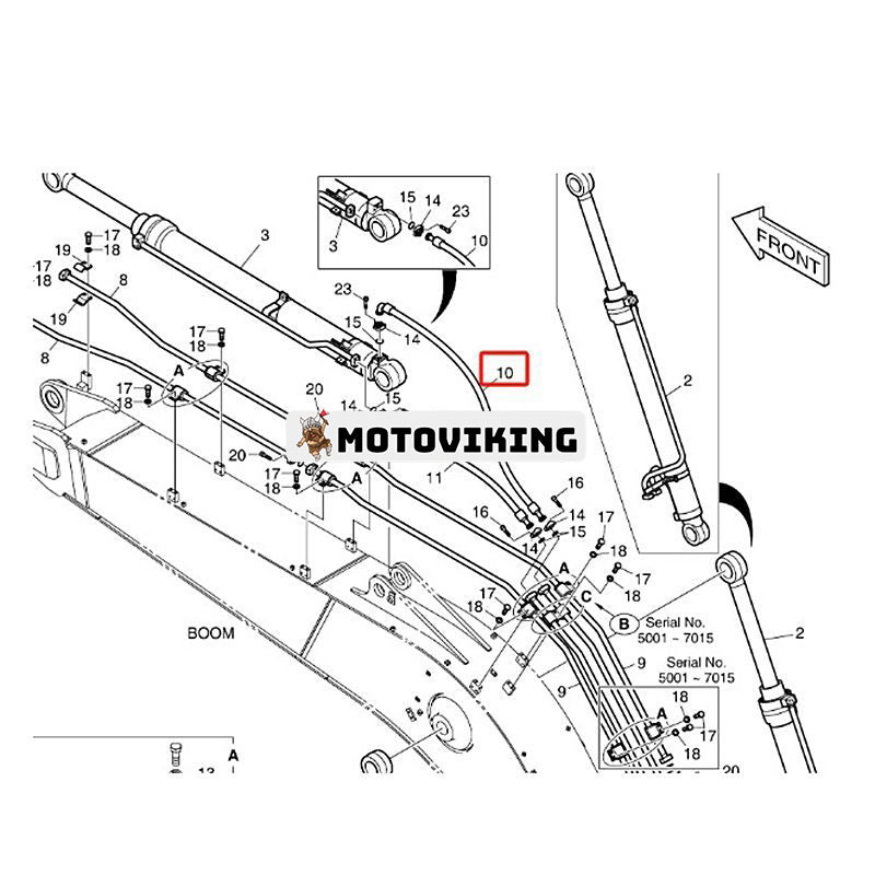 Högtrycksslang DS2038146 för Doosan Grävmaskin DX300LC DX300LL