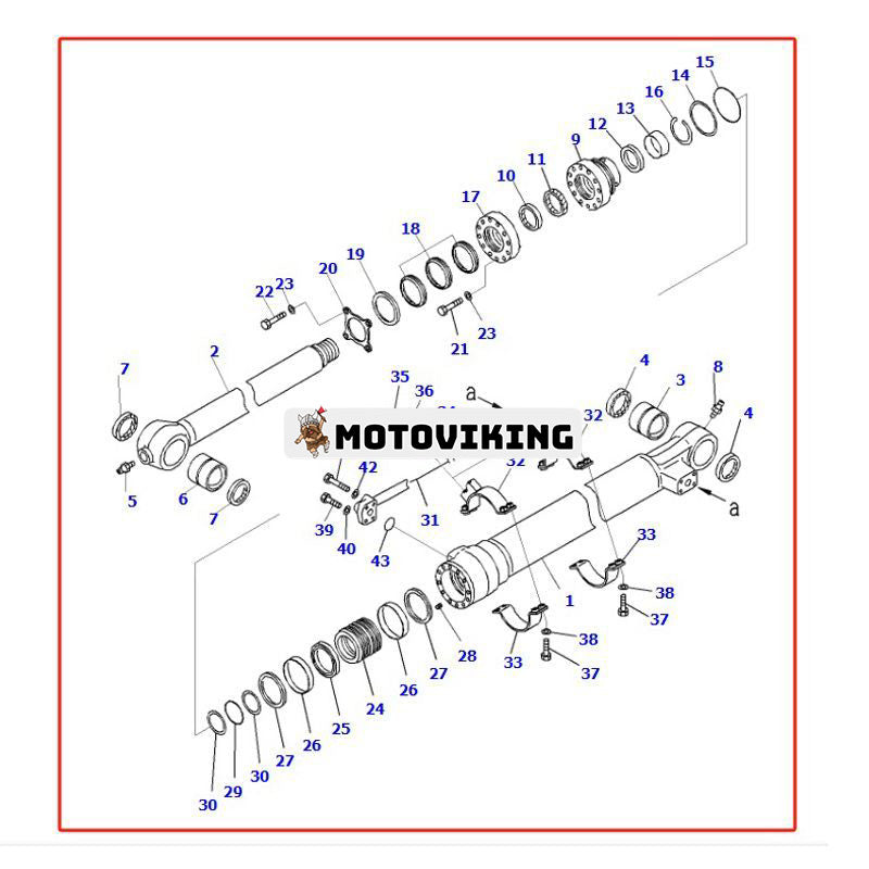 Cylindermontering 707-E1-01590 707-E1-01591 för Komatsu grävmaskin PC200-8M0