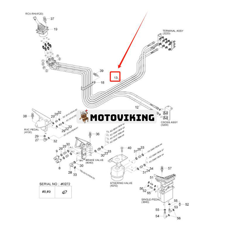 1st hydraulslang X410-042036 för Hyundai grävmaskin HX180 L R140LC-7 R140LC-9 R140W-7 R160LC-9 R170W-7 R210LC-7 R220LC-7