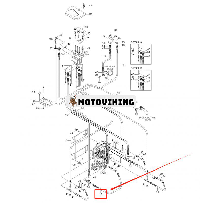 1st Hydraulslang P920-042026 för Hyundai grävmaskin R210-7 R210LC-7 R55W-7 Gaffeltruck 110D-7E 130D-7E 140D-7E 160D-7E