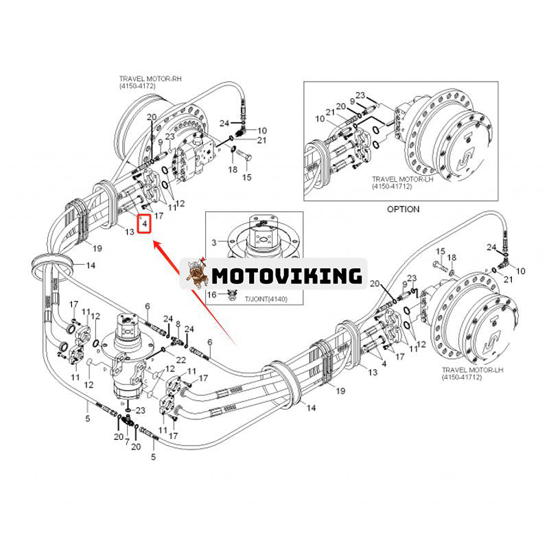 1st Hydraulslang P700-167340FL för Hyundai Grävmaskin R210-7 R210LC-7 R220LC-7