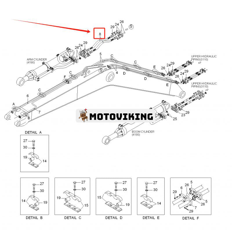 1st hydraulslang P680-167322FL för Hyundai grävmaskin R200W-7 R210-7 R210LC-7 R210NLC-7 R220LC-7 R250LC-7 R305LC-7