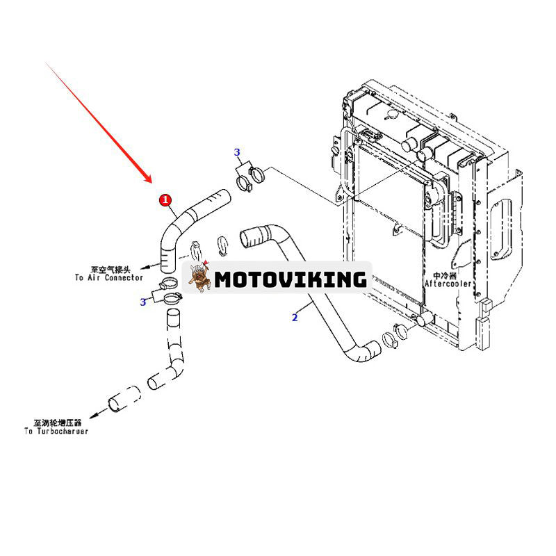 Efterkylarslang 423-03-D1860 för Komatsu hjullastare WA380-6