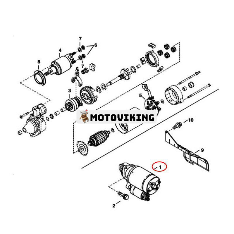 12V 9T Startmotor 6688189 6988710 6988706 6681391 för Bobcat Grävmaskin 442 2002-2009
