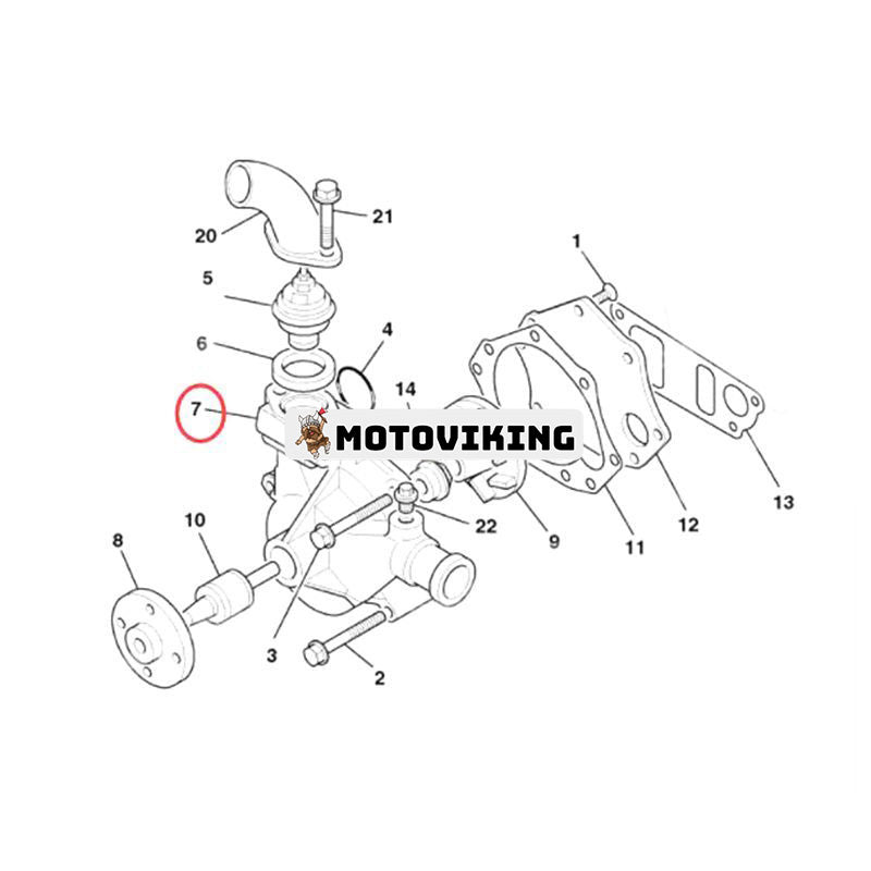 Vattenpump 7211/50945 för Cummins Engine B3.3 JCB Vibromax VM75 VM46