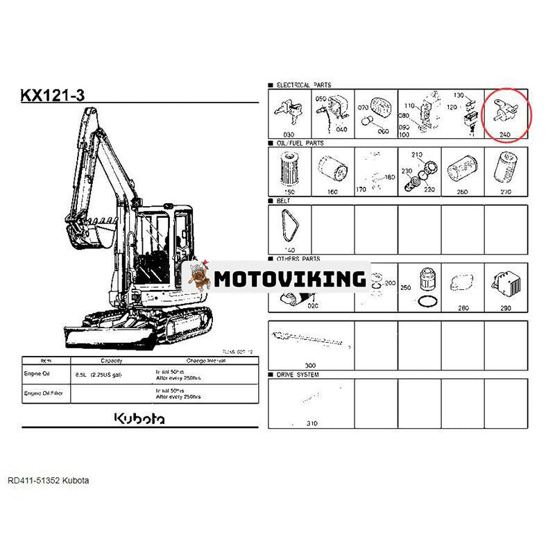 Bränslepump RD411-51353 för Kubota KX41-3 KX71-3 KX91-3S KX121-3 U15 U25 U35S U45S U55