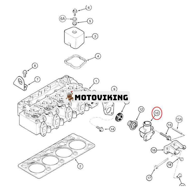 Termostathus J285102 för CASE Engine RP110 RP65 RP85 Grävmaskin CX130 CX160 Gaffeltruck 585G 586G 588G