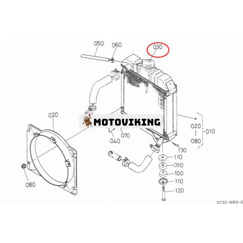 Kylarenhet 16853-72060 för Kubota Engine D722