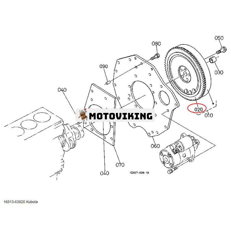 Ring Svänghjul Gear 16813-63820 för Kubota Engine D722 D902 D1105 D1305