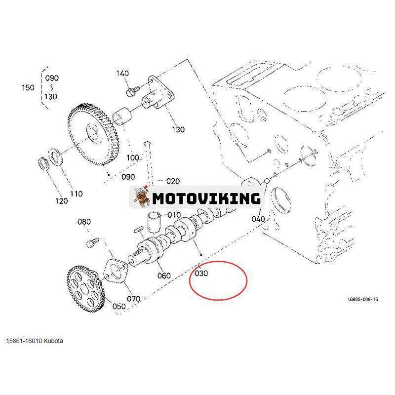 Kamaxelenhet 15861-16120 15861-16010 15861-16018 för Kubota Engine D722 D600 DF752 WG600 WG750 WG752