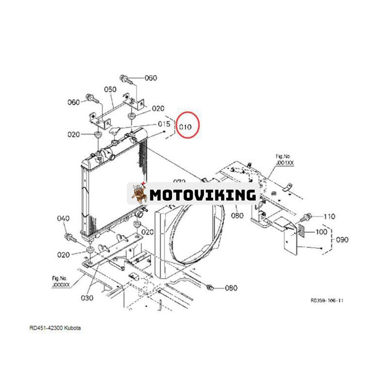 Vattentankkylare Assy RD451-42300 för Kubota grävmaskin KX057-4 KX057-4CA KX163 U48-4 U55-4 U55CA U55