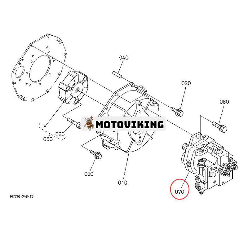 Kolvpumpenhet RD431-61110 RD441-61110 för Kubota grävmaskin U45S U45ST U45-3ST U45-3S