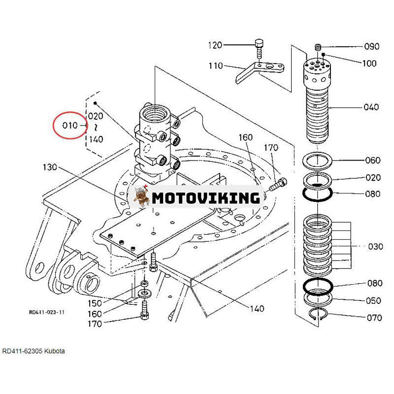 Vridled RD411-62305 för Kubota grävmaskin KX161-3 KX161-3S U45-3 U45-3S