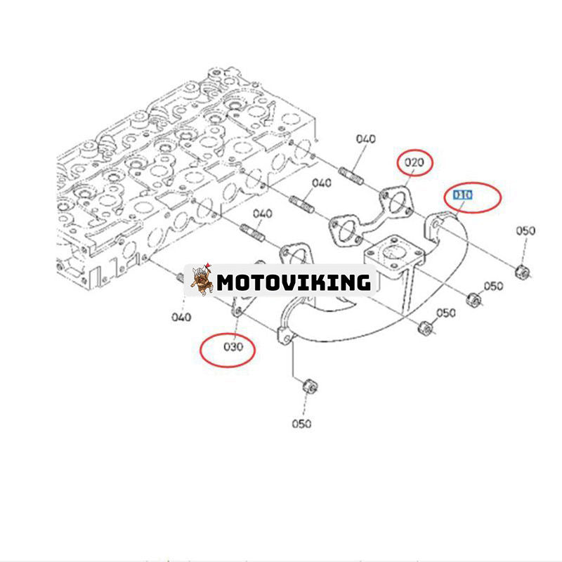 Avgasgrenrör 15465-12312 med packning 1A091-12350 1A091-12360 för Kubota Generator GV-3170(SW) Hyundai Old Minilastare HSL600