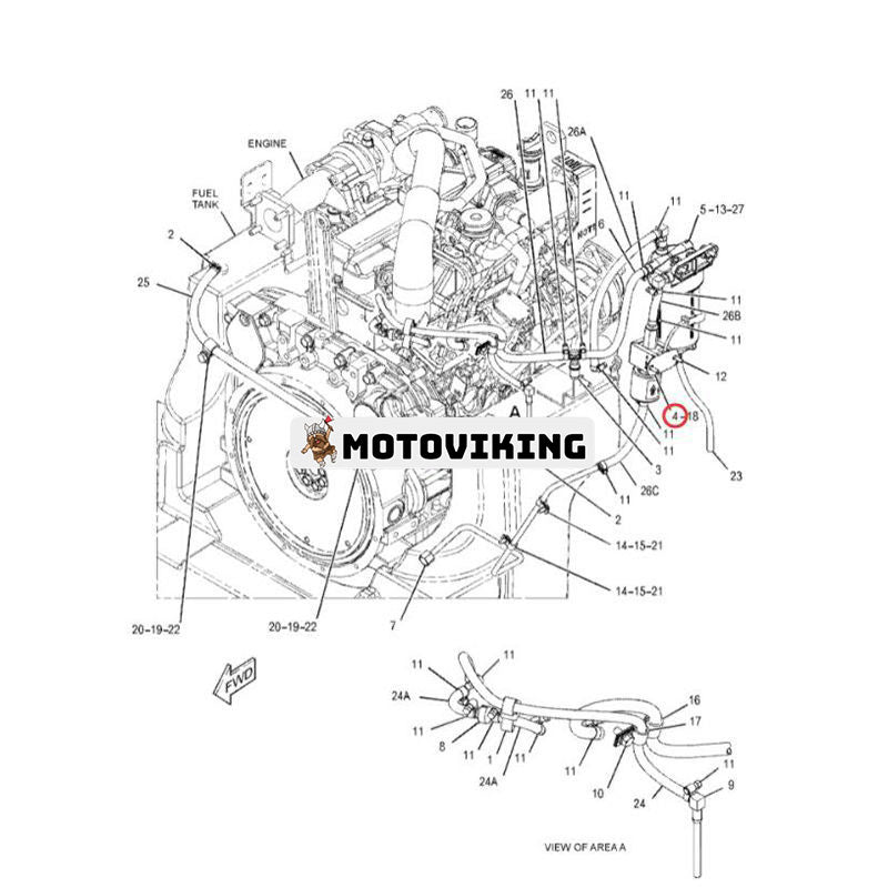 MotoViking 12V Bränslepump 345-3520 för Caterpillar CAT 59D 226D 232D 236D 279D 289D 299D 910K 914K Lastare