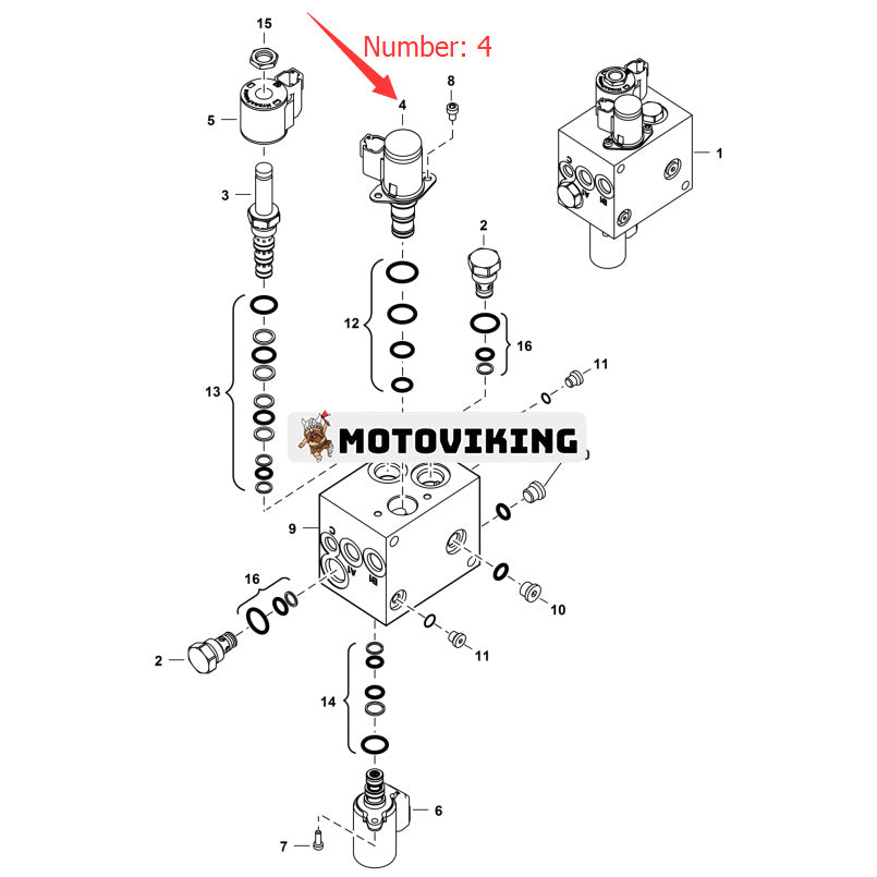 2-växlad magnetventil 7010005 för Bobcat-lastare A770 S630 S650 S750 S770 S850