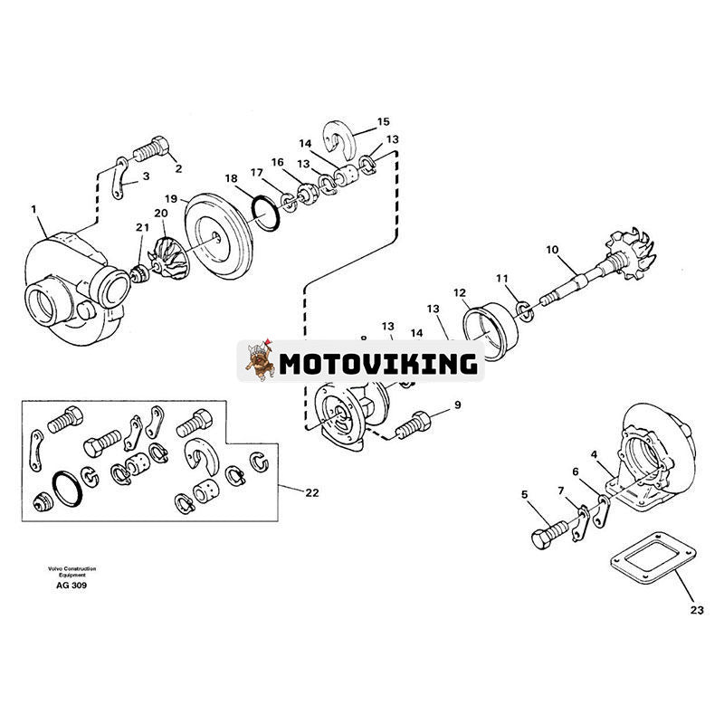 Turbo TA3123 Turboladdare VOE11998071 för Perkins Engine 1004.2T Hjullastare L50B L50C