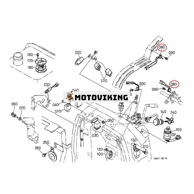 Spakbrytare TA040-43900 för Kubota traktor L2900DT L2900F L3010DT L3010GST L3010HST L3010F