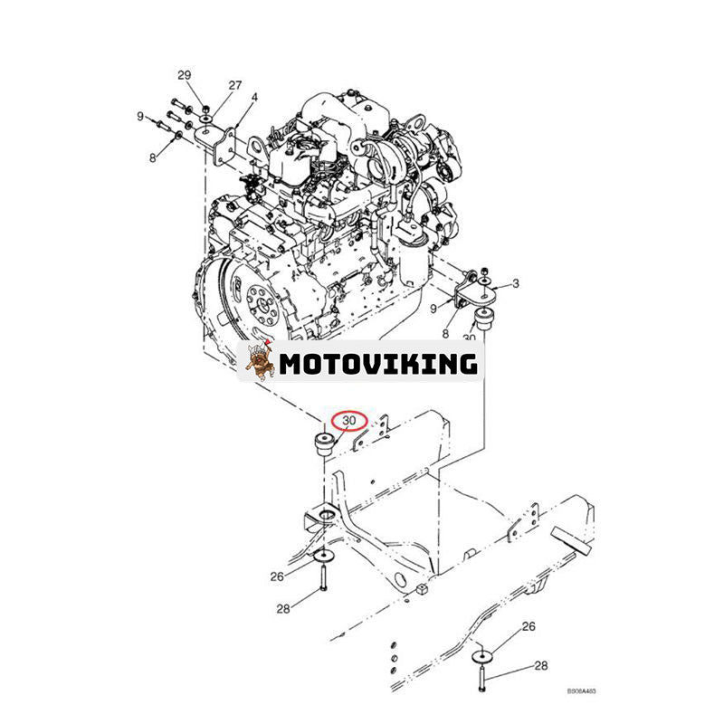 4 st motorgummikuddar 87488318 87416966 för CASE 580M 580N 580SM 580SN 590SM 590SN 121E 21E 221E 321E 586G 588G