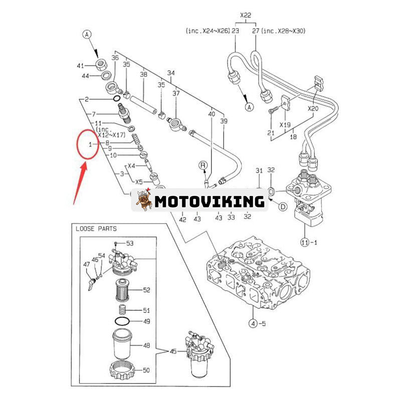 3st bränsleinsprutare 719620-53700 för Yanmar 3TNE68C 3TNA72C 3TNE74 3TNV76 Komatsu 3D68E-3 3D74E-3 motor
