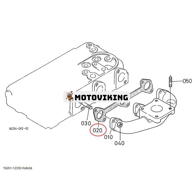 Avgasgrenrörspackning 16261-12350 16261-12351 16261-12360 för Kubota Engine D1105 D1005 D1305 D905