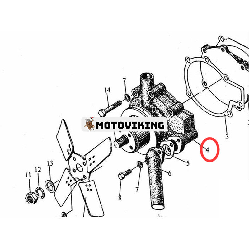 Vattenpump TY290X.12.011 för Jinma Engine TY290X TY295X