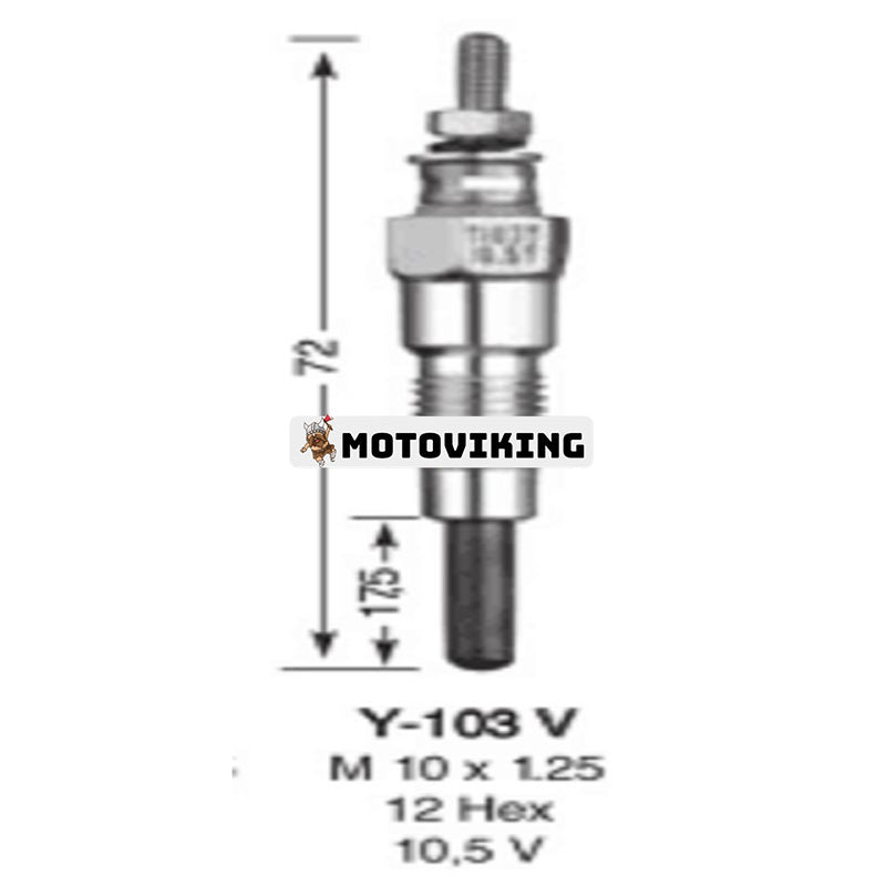 3 ST Glödstift YM129795-77800 för Komatsu Engine 2D68E-3A 3D63-1A 3D72-2B 3D74E-3C Grävmaskin PC12R-8 PC15R-8