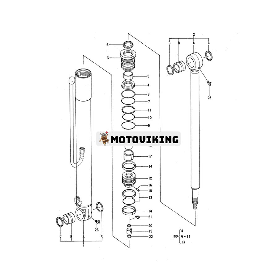För Hitachi grävmaskin ZX55UR Arm Cylindertätningssats 4340250