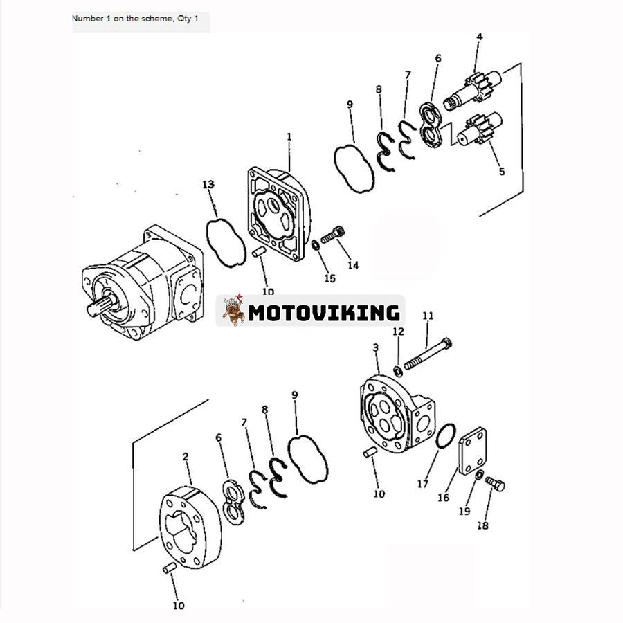 För Komatsu hjullastare WA200-1 Hydraulpump 705-51-20400