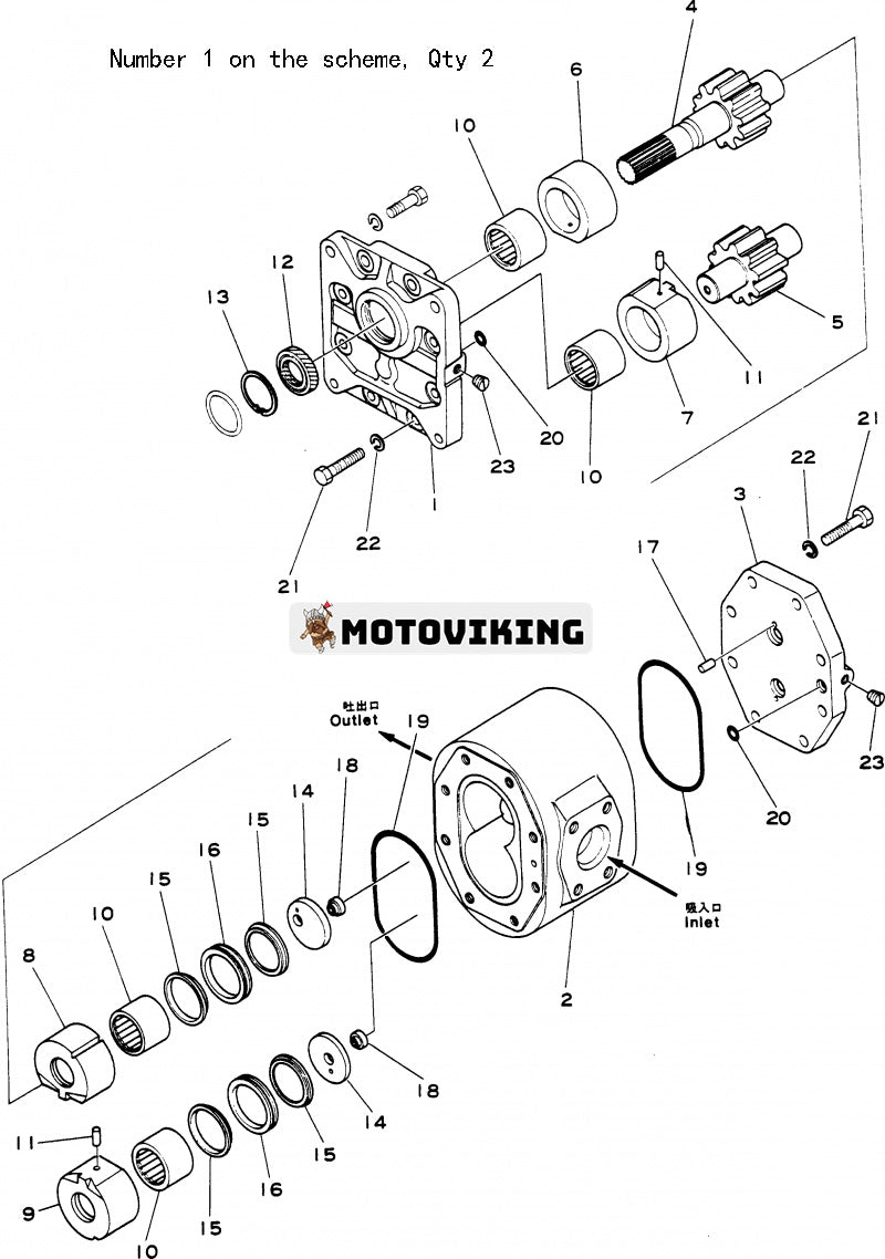 För Komatsu bandlastare D95S-2 dumper HD680-2 HD780-1 Hydraulpump 07448-66107 07448-66101