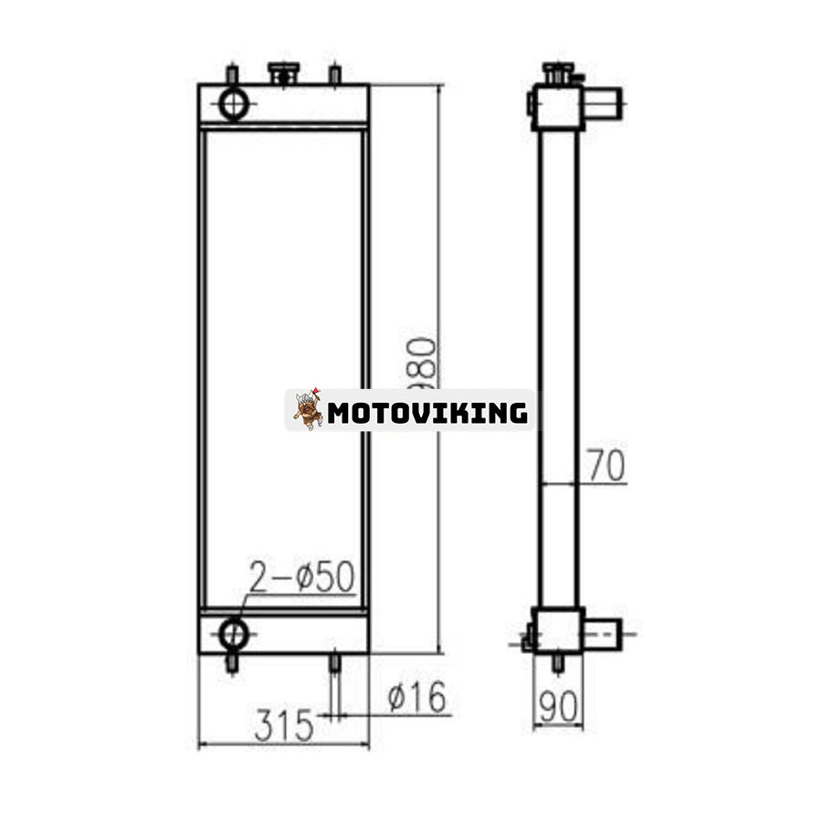 För Sumitomo grävmaskin SH130-5 Vattentank Radiator Core ASS'Y